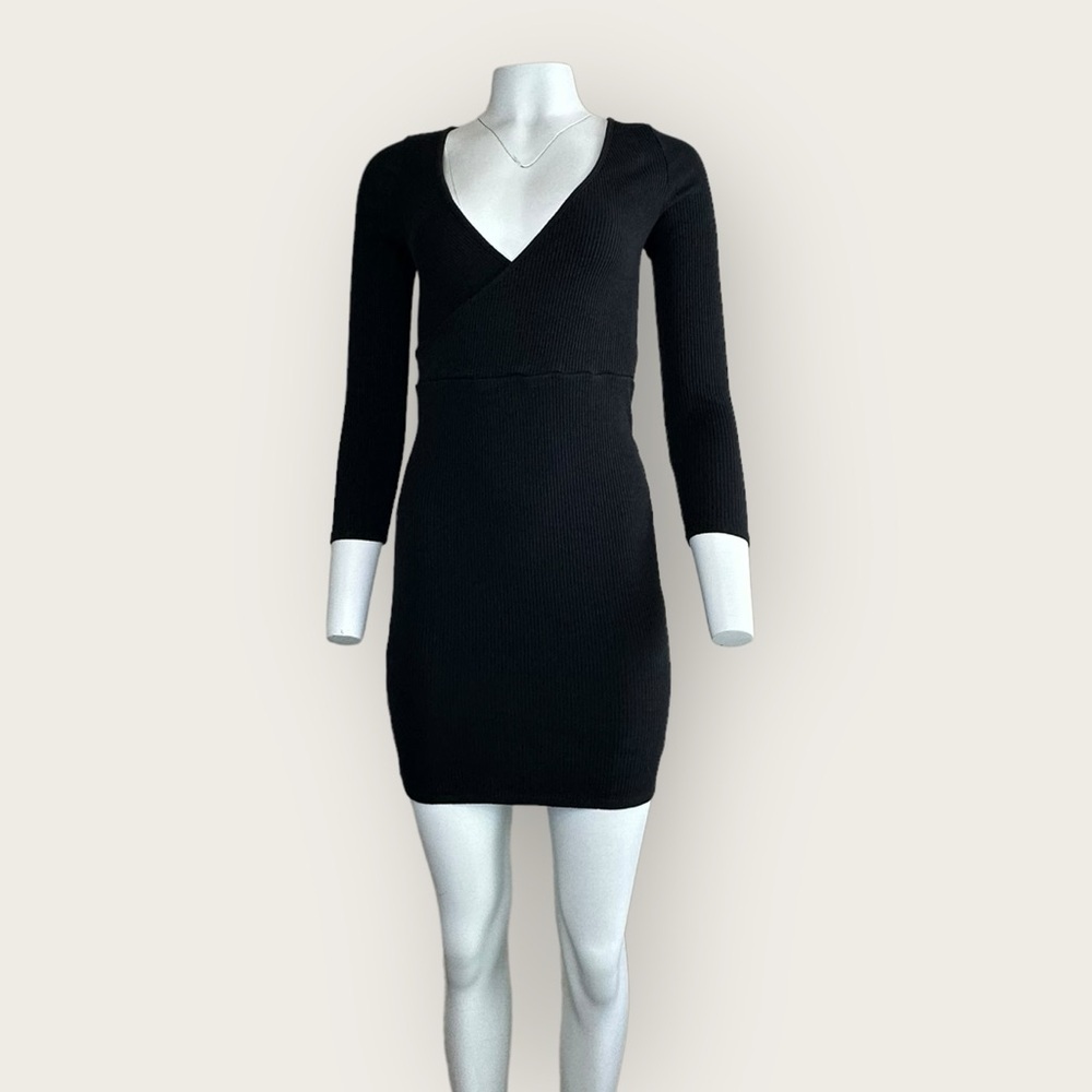 Free People Beach Ribbed Bodycon V-Neck Mini Dress